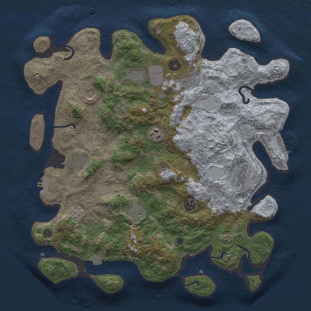 Rust Map: Procedural Map, Size: 3950, Seed: 75682814, 17 Monuments