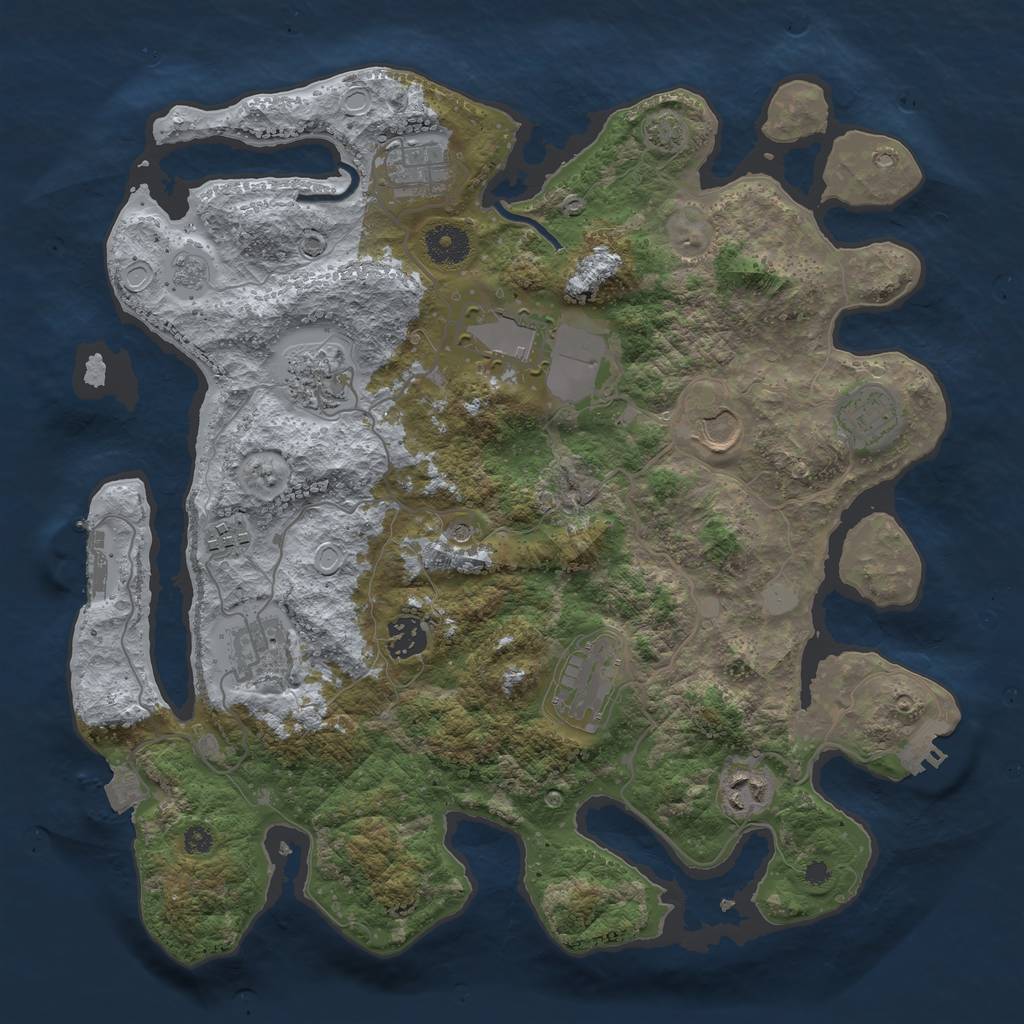 Rust Map: Procedural Map, Size: 3650, Seed: 74773796, 18 Monuments