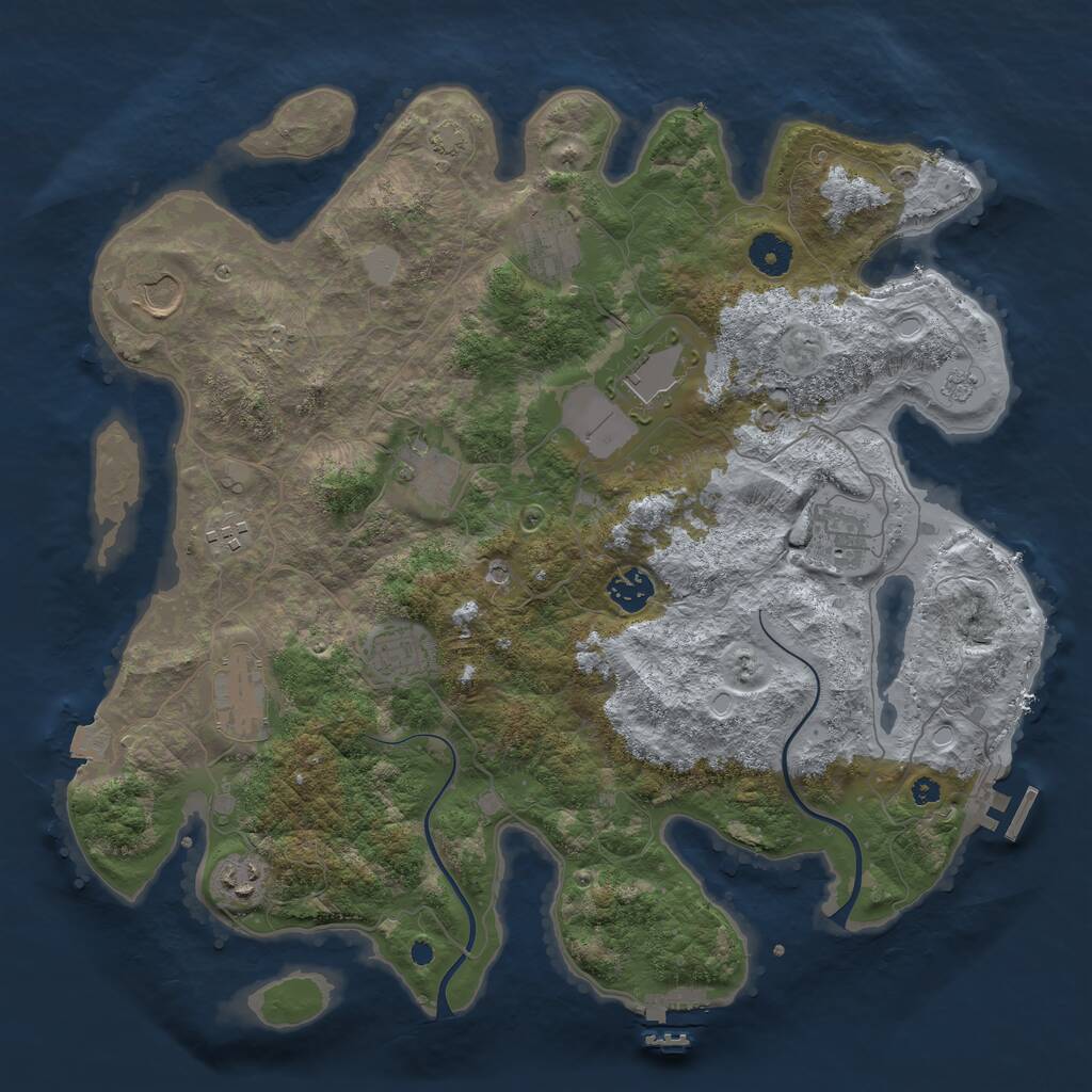 Rust Map: Procedural Map, Size: 3850, Seed: 78275710, 16 Monuments