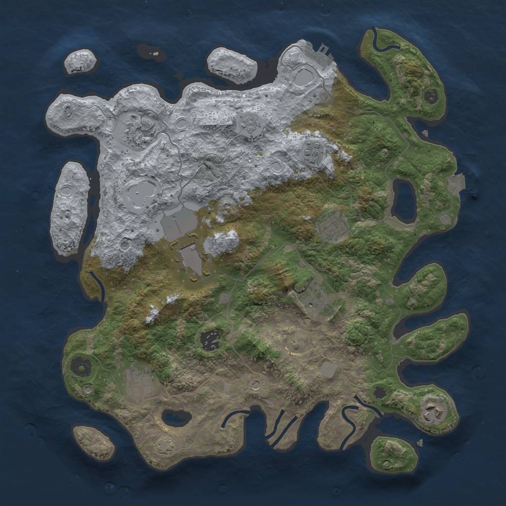 Rust Map: Procedural Map, Size: 3650, Seed: 37885736, 15 Monuments