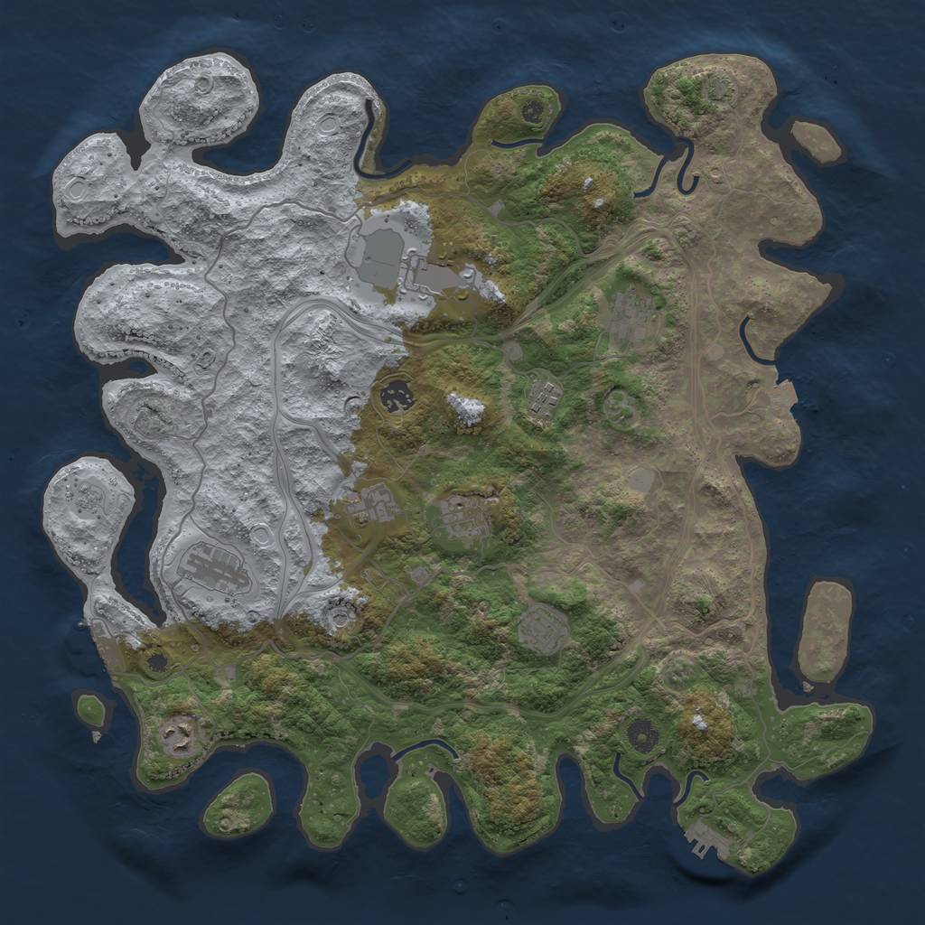 Rust Map: Procedural Map, Size: 4250, Seed: 77701119, 17 Monuments