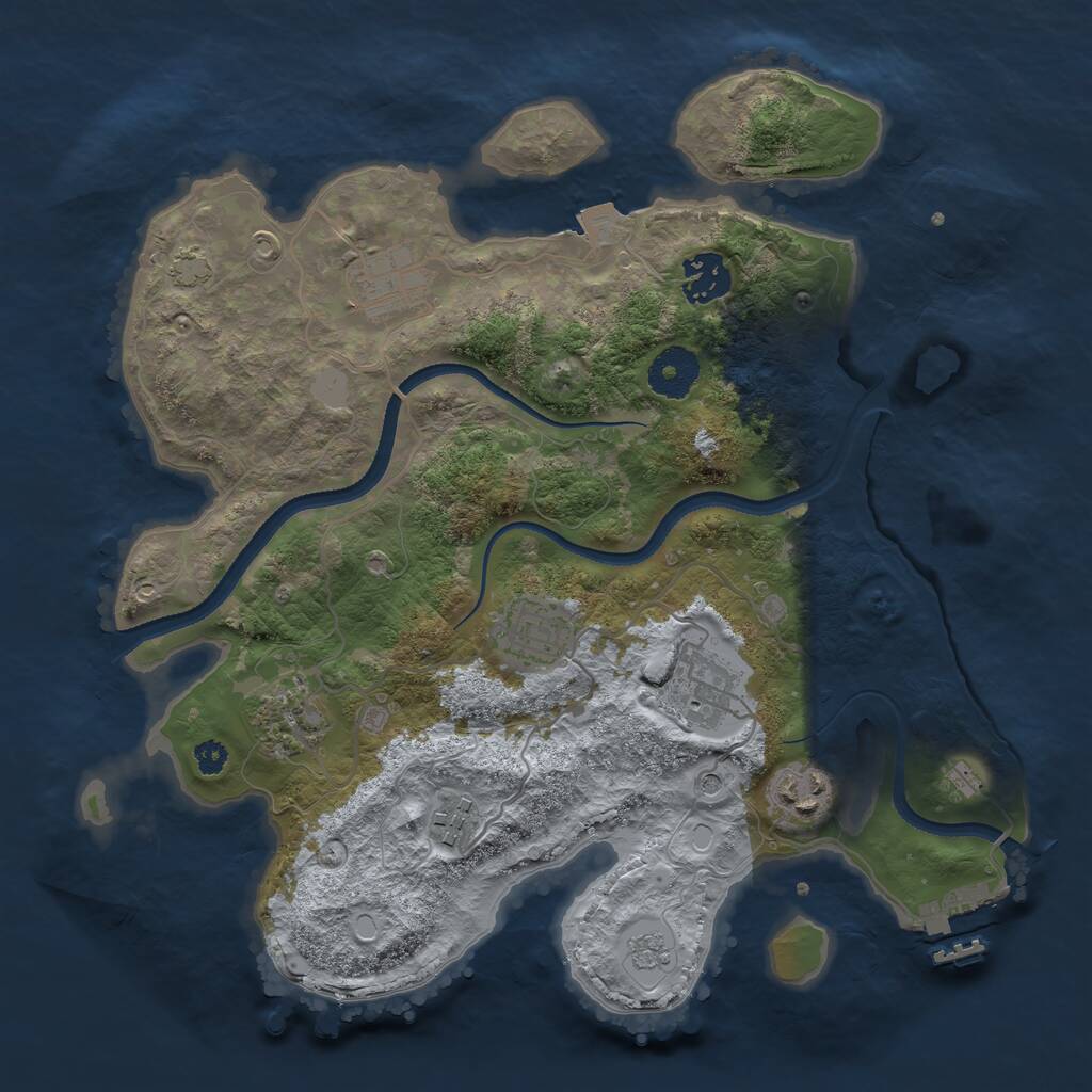 Rust Map: Procedural Map, Size: 3250, Seed: 1031, 12 Monuments
