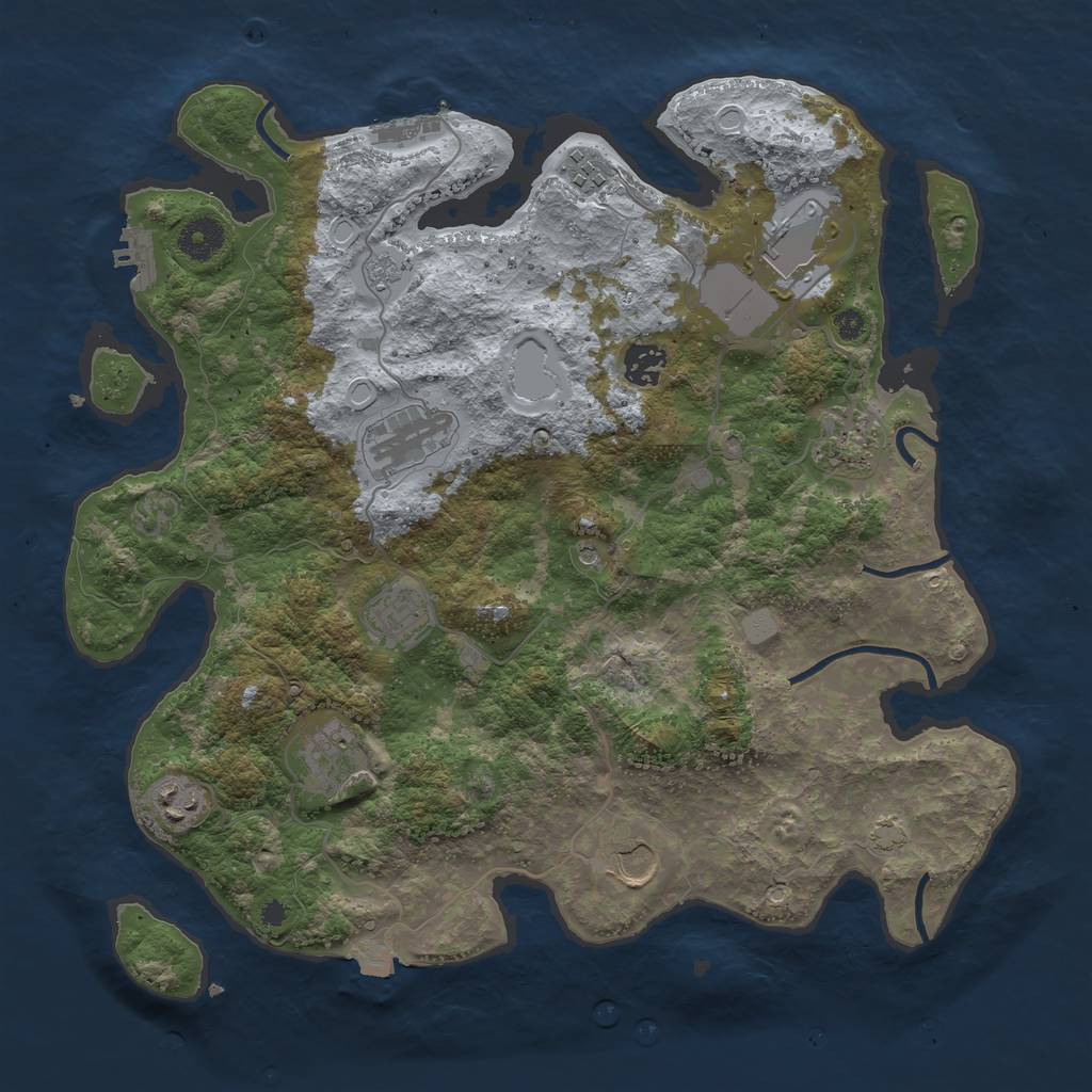 Rust Map: Procedural Map, Size: 3750, Seed: 23936376, 17 Monuments