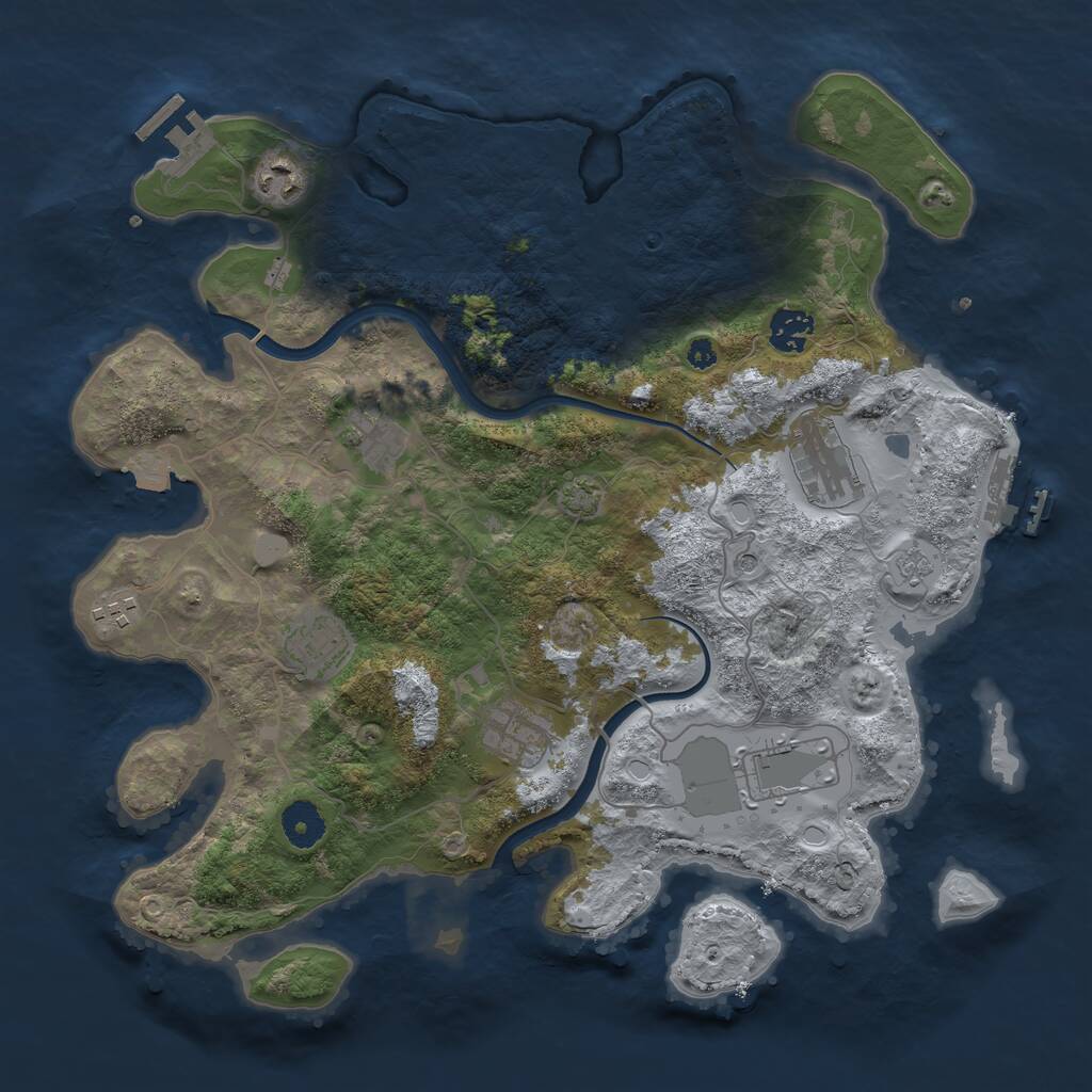 Rust Map: Procedural Map, Size: 3700, Seed: 72103931, 14 Monuments