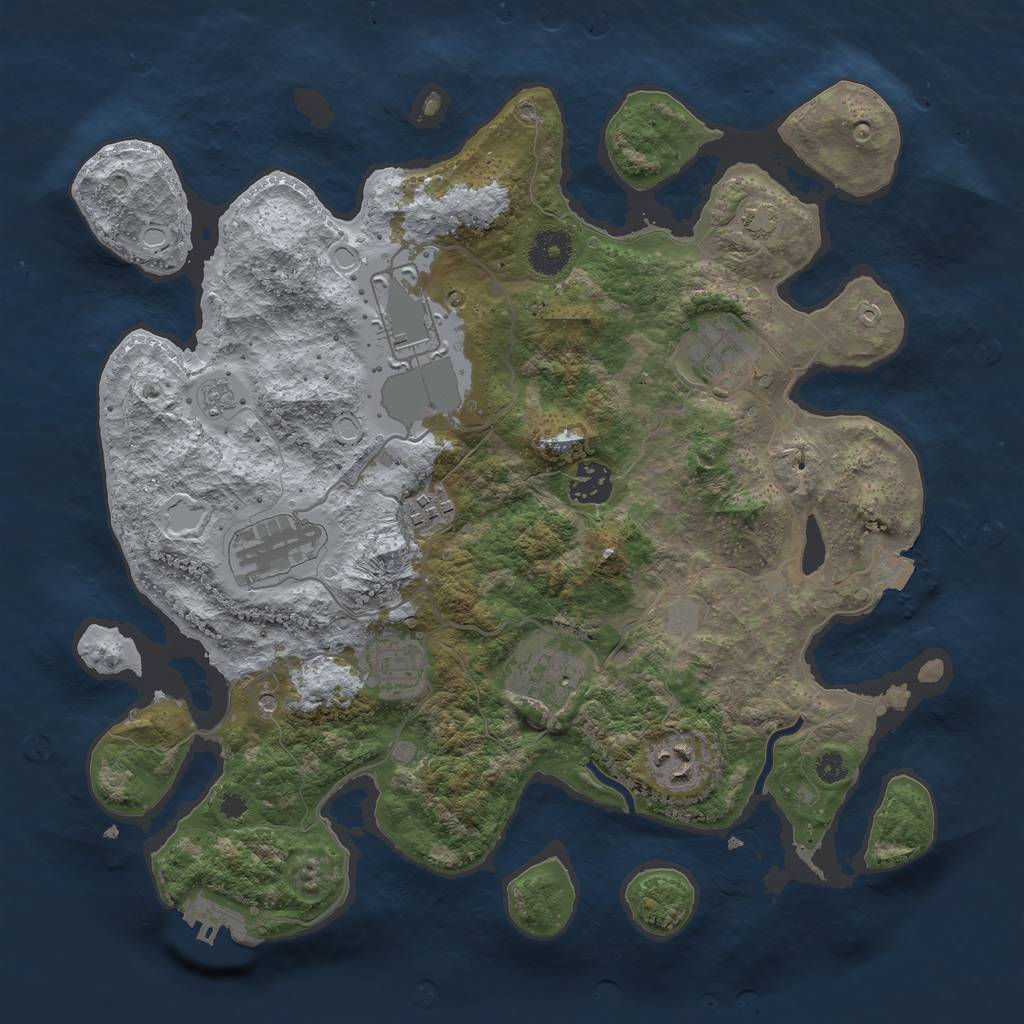 Rust Map: Procedural Map, Size: 3500, Seed: 864897759, 15 Monuments