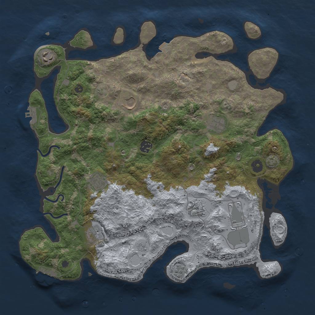 Rust Map: Procedural Map, Size: 3900, Seed: 83098176, 17 Monuments