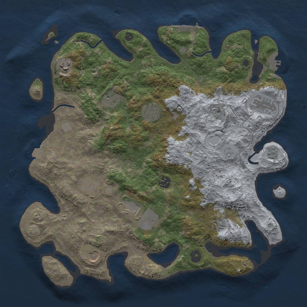 Rust Map: Procedural Map, Size: 3850, Seed: 78957657, 18 Monuments