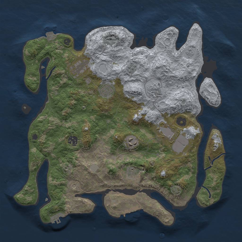 Rust Map: Procedural Map, Size: 3650, Seed: 6168125, 16 Monuments
