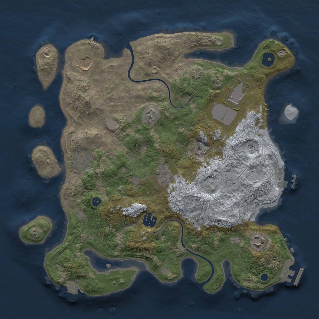 Rust Map: Procedural Map, Size: 3500, Seed: 4099041, 13 Monuments