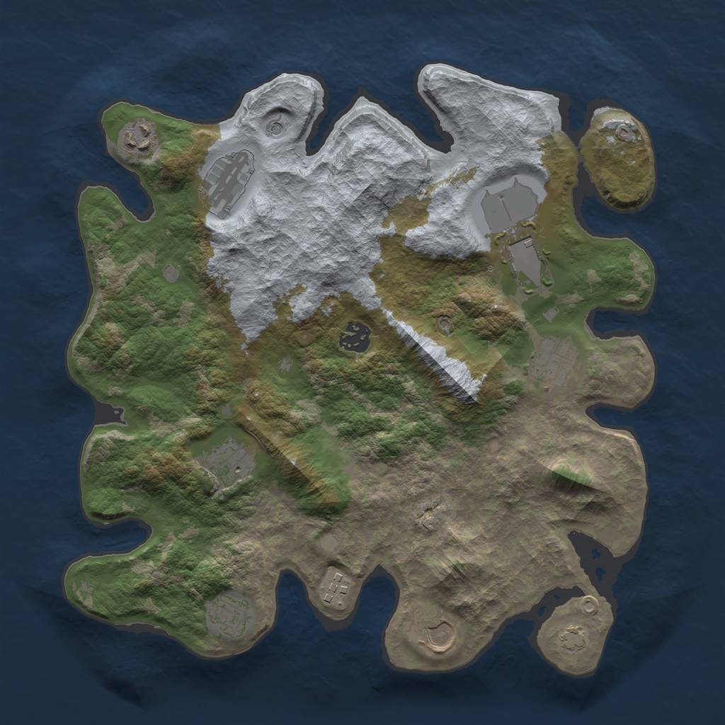 Rust Map: Barren, Size: 3500, Seed: 483749978, 13 Monuments