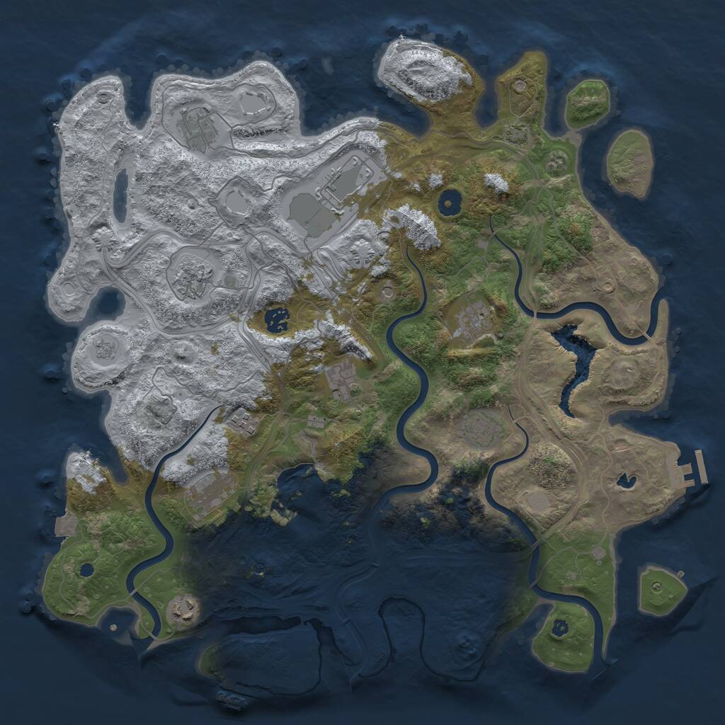 Rust Map: Procedural Map, Size: 4250, Seed: 45544545, 16 Monuments