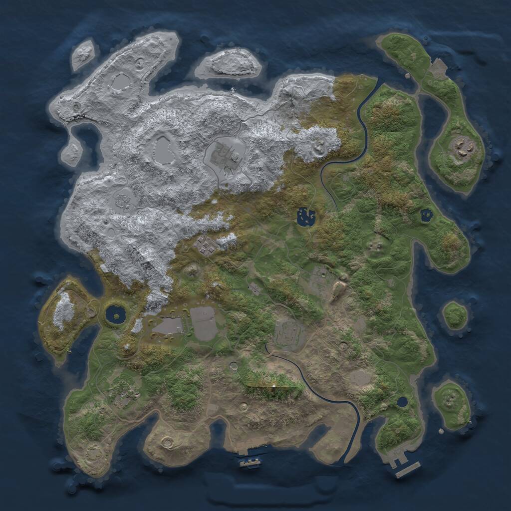 Rust Map: Procedural Map, Size: 3900, Seed: 88684845, 14 Monuments