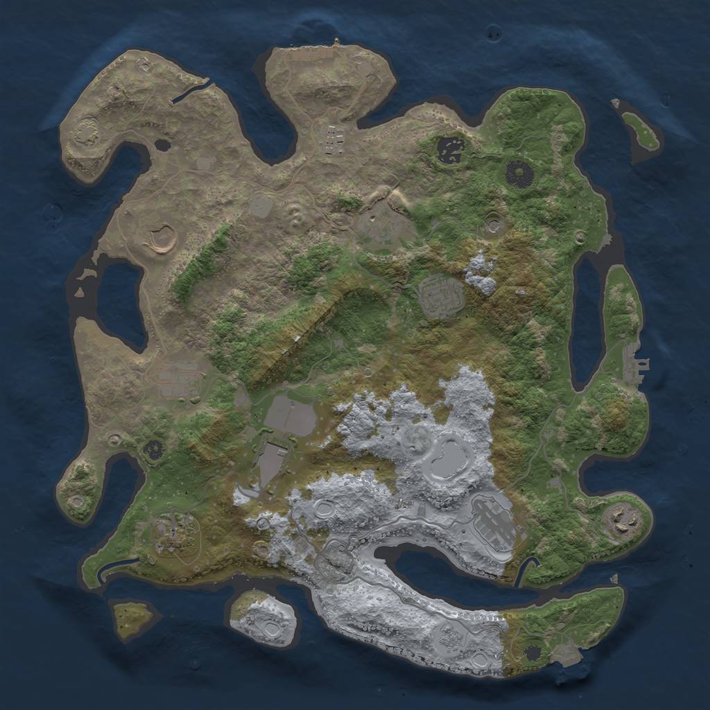 Rust Map: Procedural Map, Size: 3750, Seed: 49840685, 18 Monuments