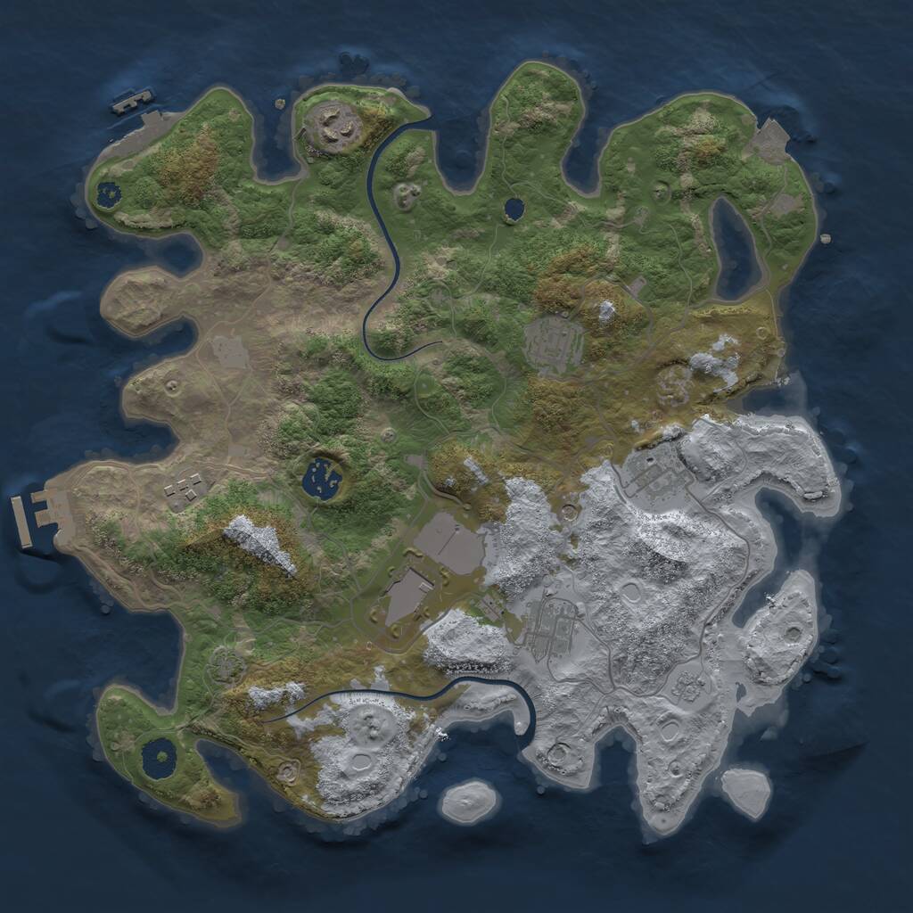 Rust Map: Procedural Map, Size: 3550, Seed: 17311306, 13 Monuments