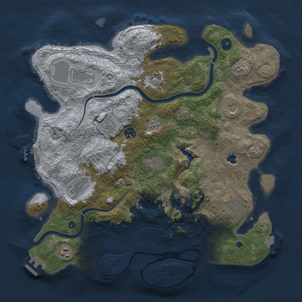 Rust Map: Procedural Map, Size: 4000, Seed: 166038257, 16 Monuments