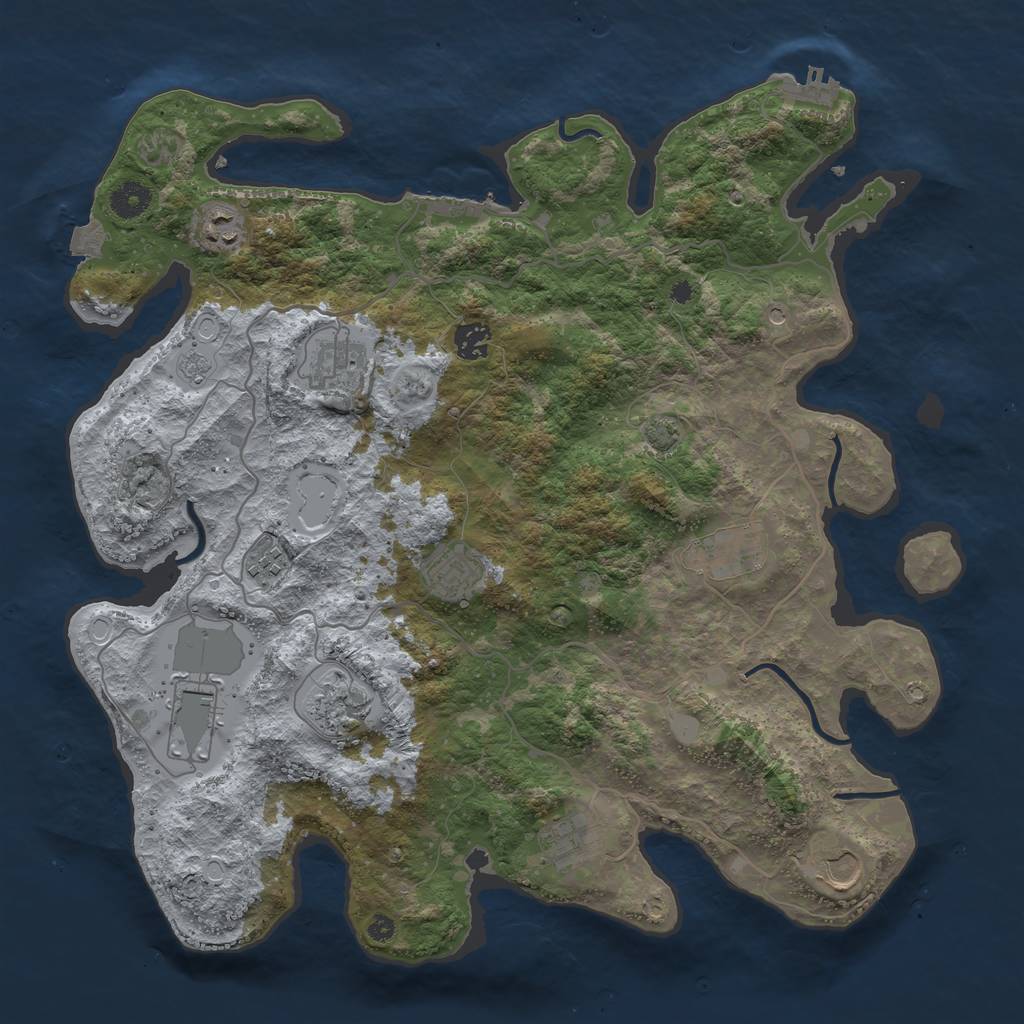 Rust Map: Procedural Map, Size: 4000, Seed: 26473697, 18 Monuments