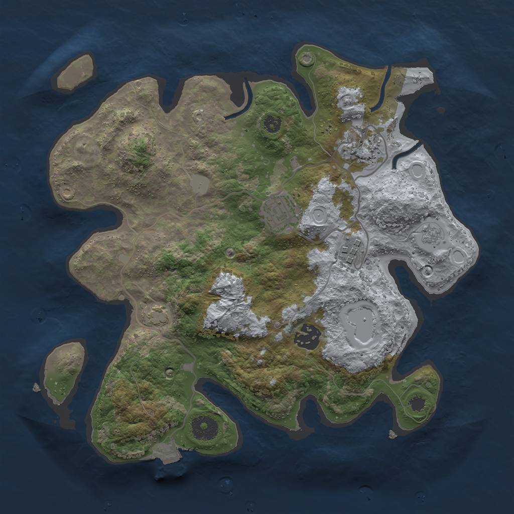Rust Map: Procedural Map, Size: 3000, Seed: 1256156156, 9 Monuments