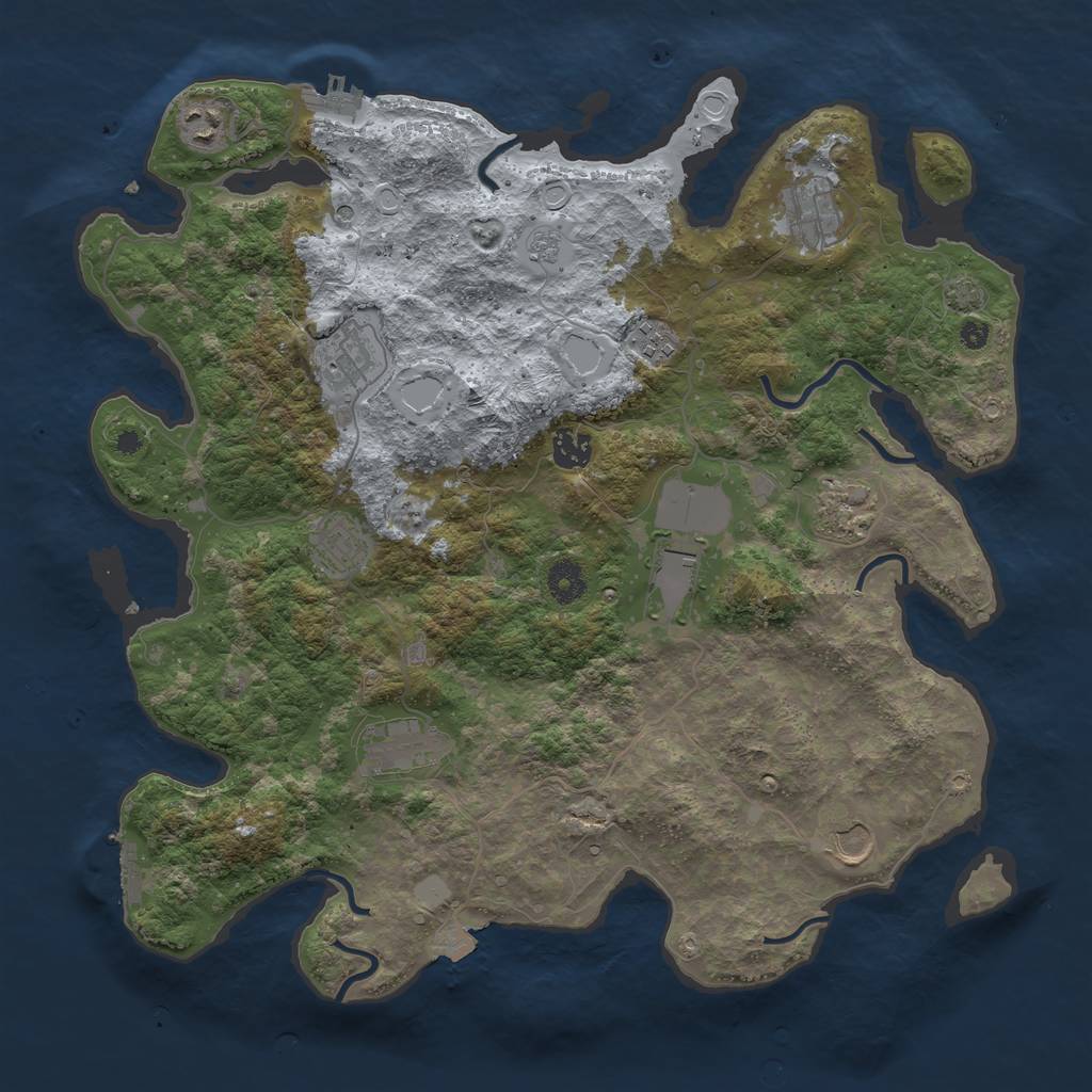 Rust Map: Procedural Map, Size: 3950, Seed: 80482940, 18 Monuments
