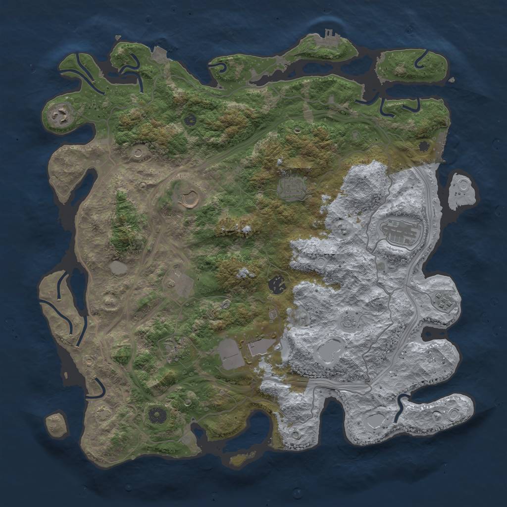 Rust Map: Procedural Map, Size: 4300, Seed: 31411036, 17 Monuments