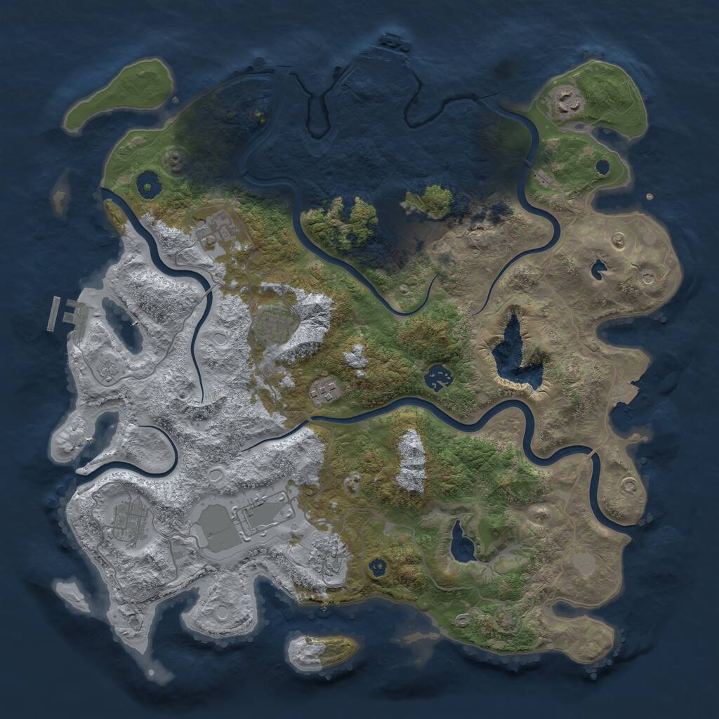 Rust Map: Procedural Map, Size: 4100, Seed: 33660469, 15 Monuments