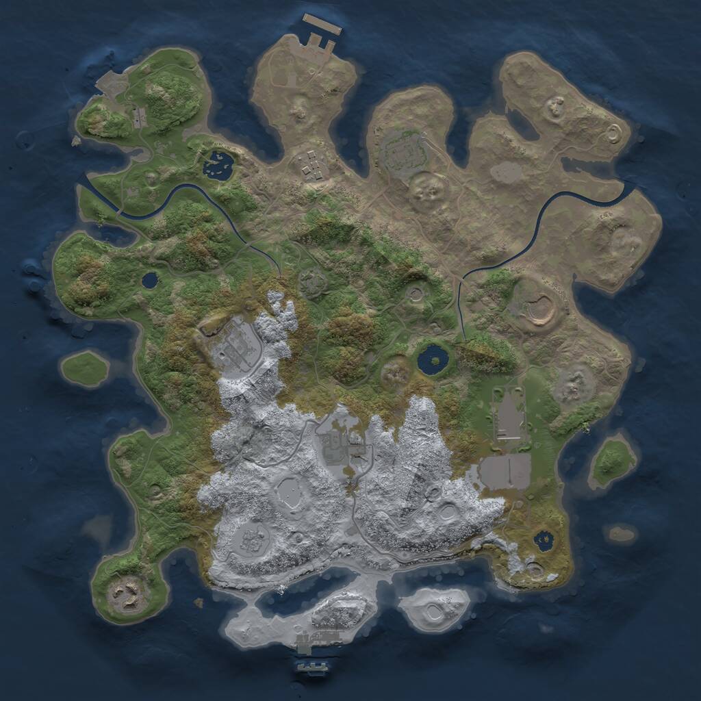 Rust Map: Procedural Map, Size: 3550, Seed: 76371629, 14 Monuments
