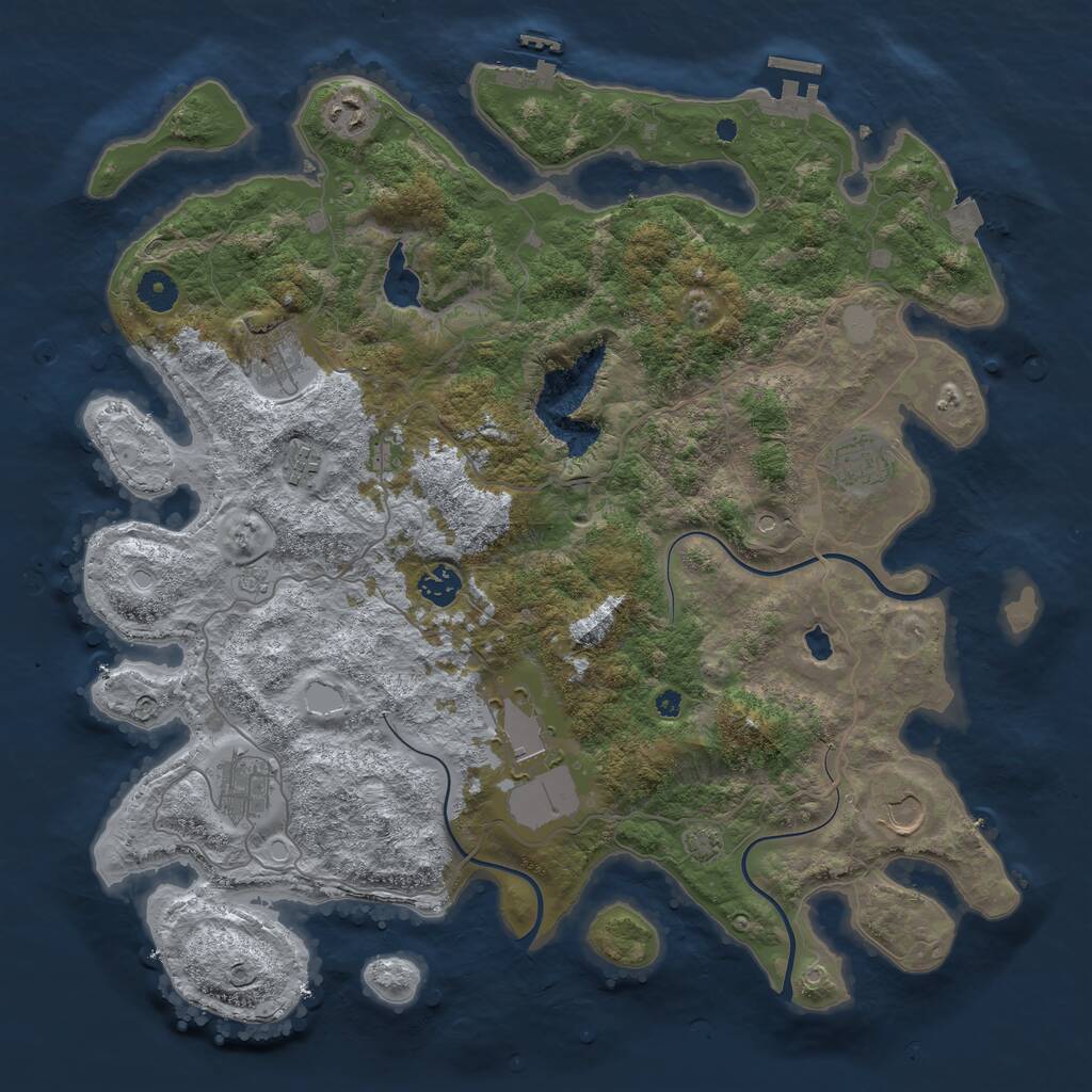 Rust Map: Procedural Map, Size: 4100, Seed: 56861010, 14 Monuments