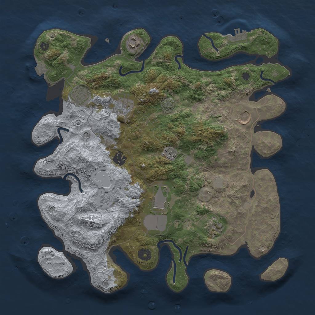 Rust Map: Procedural Map, Size: 3600, Seed: 70153466, 15 Monuments
