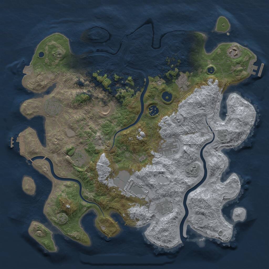 Rust Map: Procedural Map, Size: 3950, Seed: 13937518, 16 Monuments
