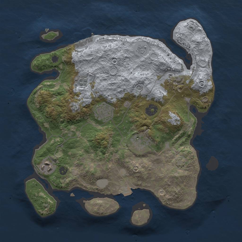 Rust Map: Procedural Map, Size: 3000, Seed: 4037, 12 Monuments