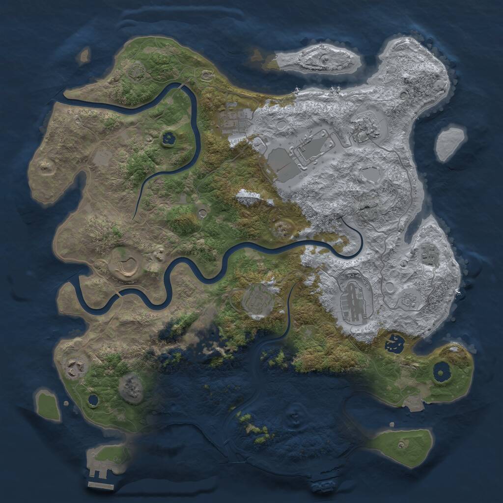 Rust Map: Procedural Map, Size: 3950, Seed: 1109171, 16 Monuments