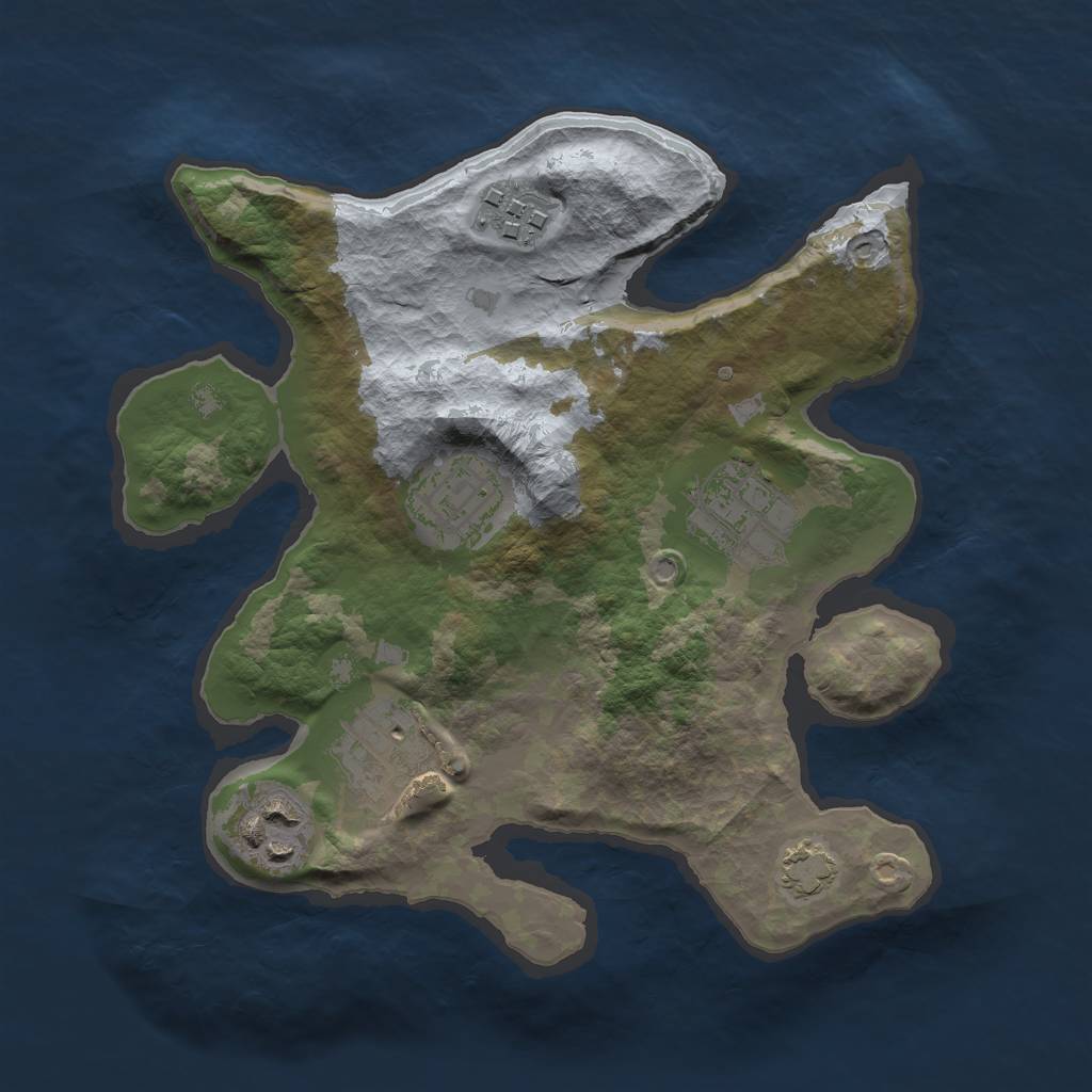 Rust Map: Barren, Size: 2500, Seed: 1217165598, 8 Monuments