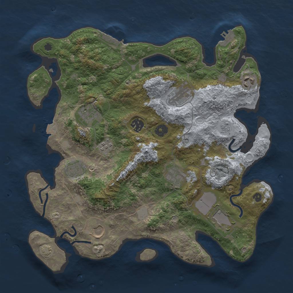 Rust Map: Procedural Map, Size: 3500, Seed: 569567047, 17 Monuments