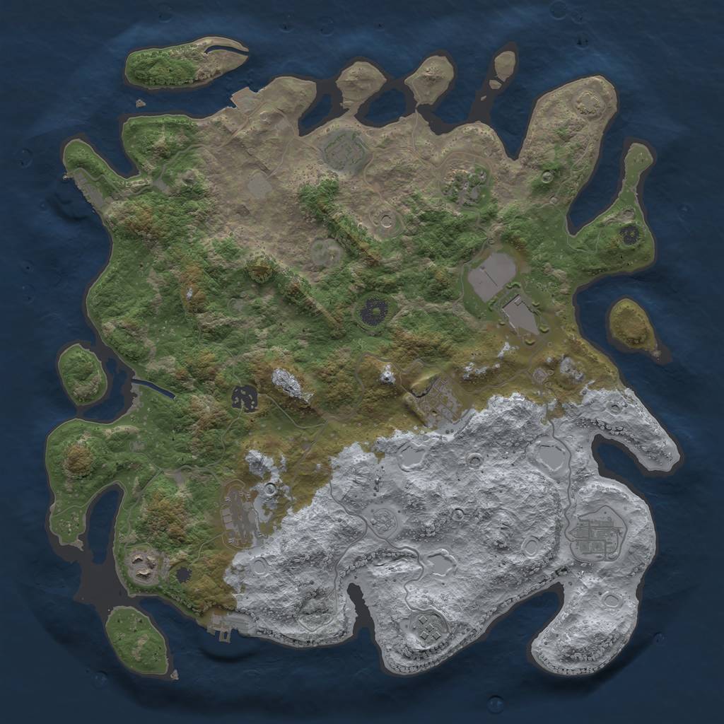 Rust Map: Procedural Map, Size: 3900, Seed: 93099034, 17 Monuments