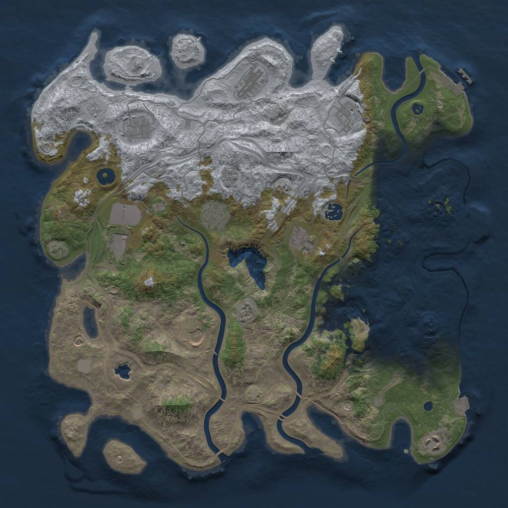 Rust Map: Procedural Map, Size: 4300, Seed: 92484648, 16 Monuments