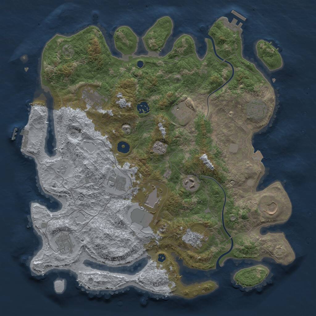 Rust Map: Procedural Map, Size: 3900, Seed: 53944596, 17 Monuments