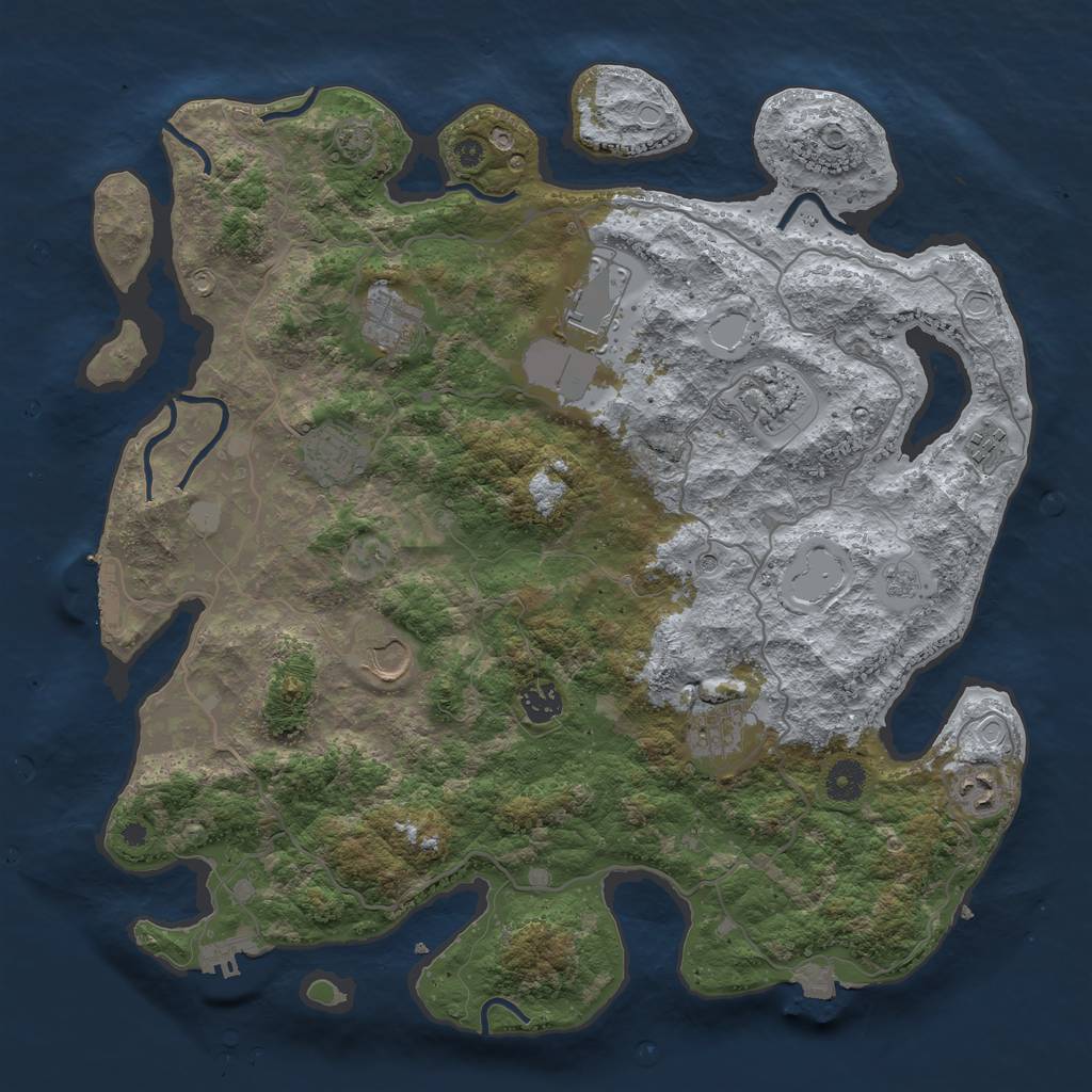 Rust Map: Procedural Map, Size: 4000, Seed: 96726450, 17 Monuments