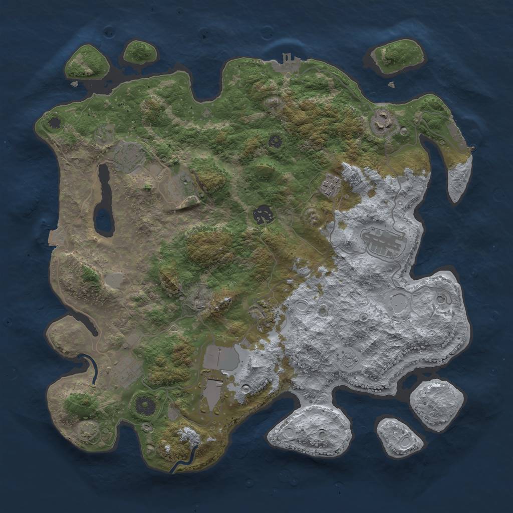 Rust Map: Procedural Map, Size: 3850, Seed: 5724986, 17 Monuments