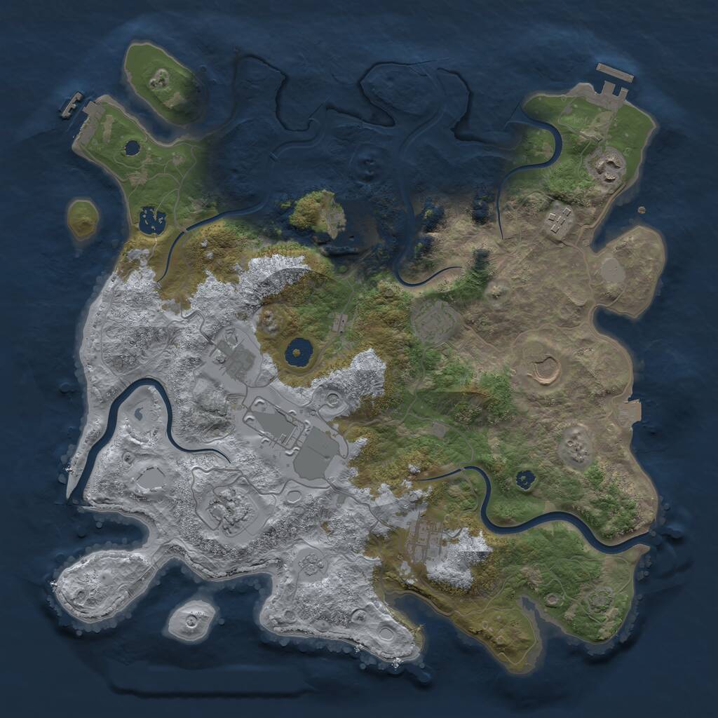 Rust Map: Procedural Map, Size: 3850, Seed: 92793707, 16 Monuments