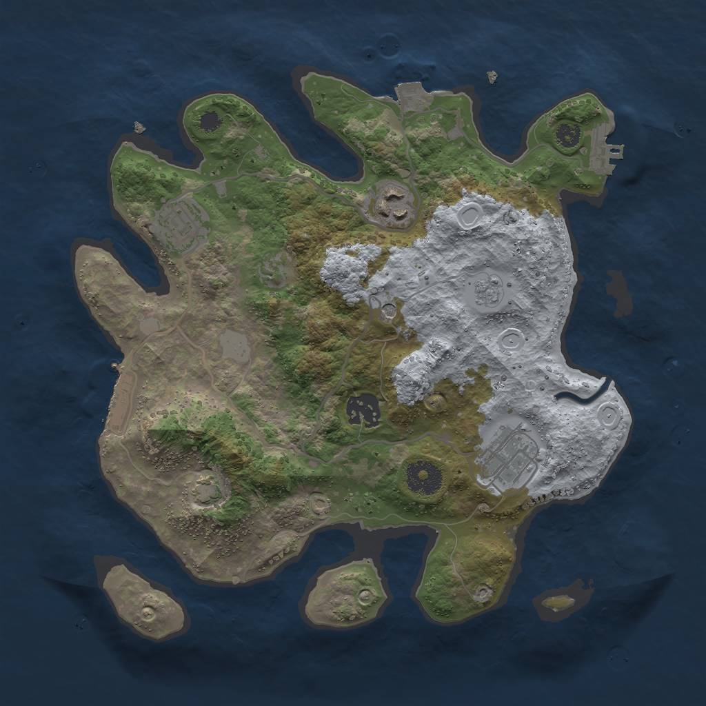 Rust Map: Procedural Map, Size: 3000, Seed: 49917, 12 Monuments