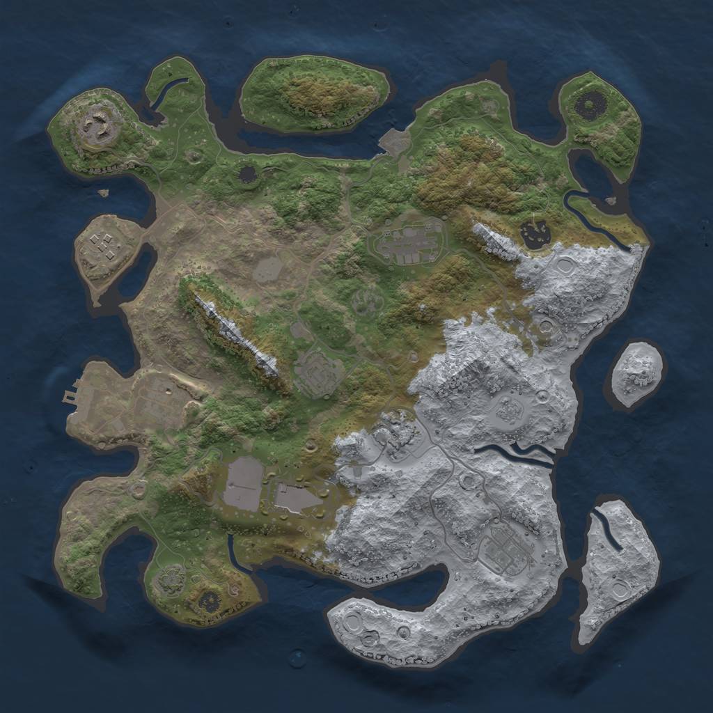 Rust Map: Procedural Map, Size: 3550, Seed: 40017901, 16 Monuments