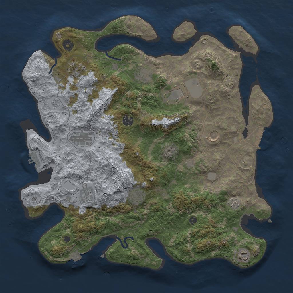Rust Map: Procedural Map, Size: 3950, Seed: 97444062, 18 Monuments
