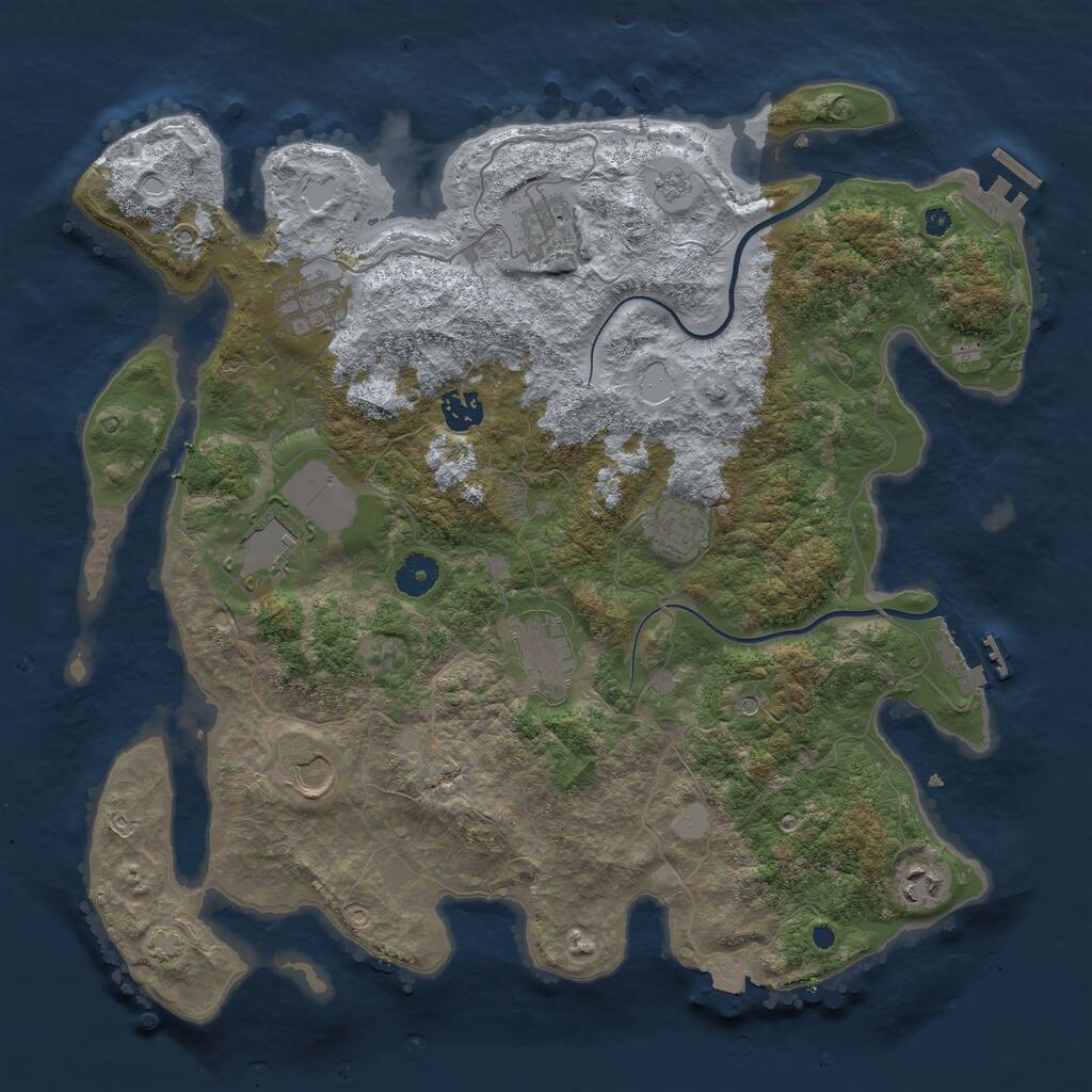Rust Map: Procedural Map, Size: 3900, Seed: 41652989, 14 Monuments