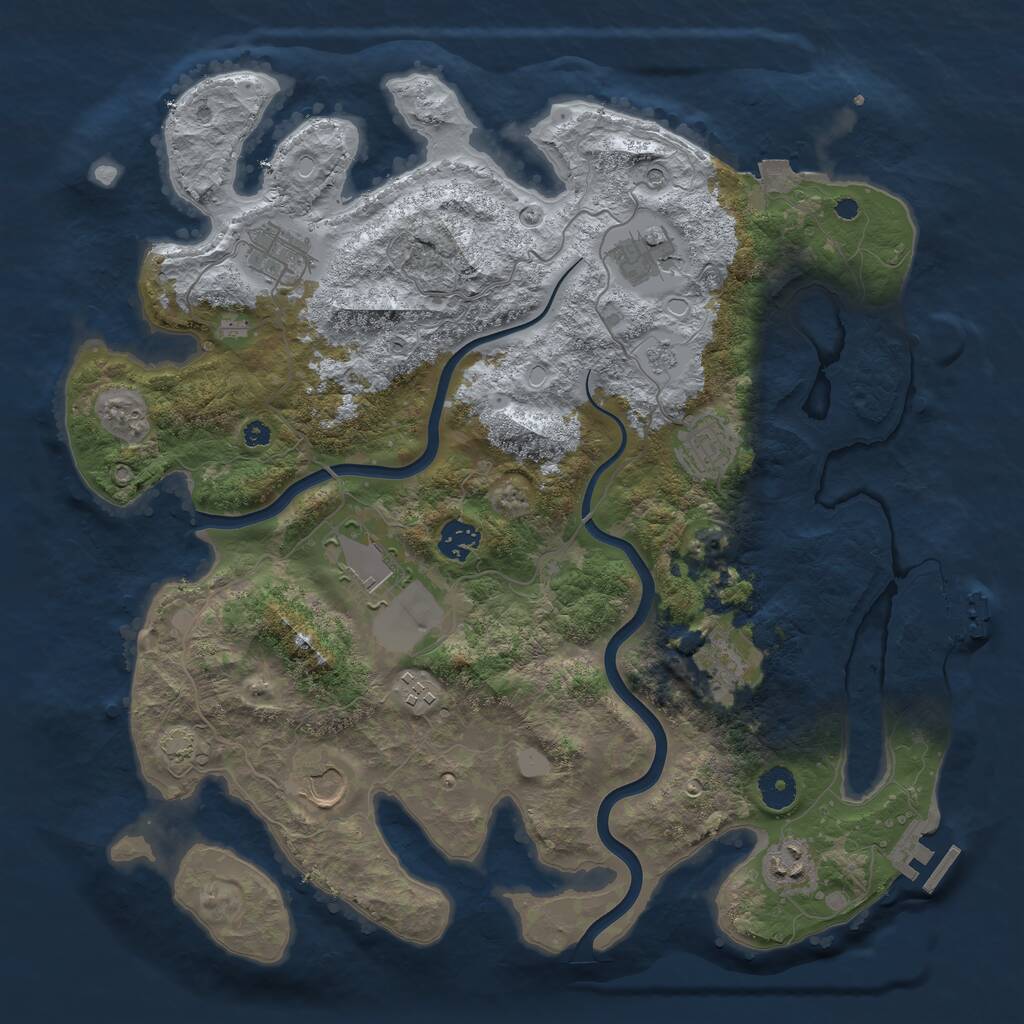 Rust Map: Procedural Map, Size: 3850, Seed: 57589282, 15 Monuments