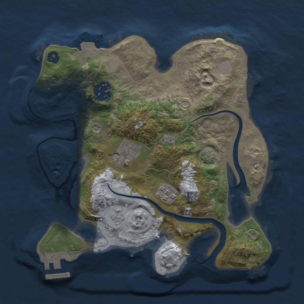 Rust Map: Procedural Map, Size: 2500, Seed: 214743213, 8 Monuments