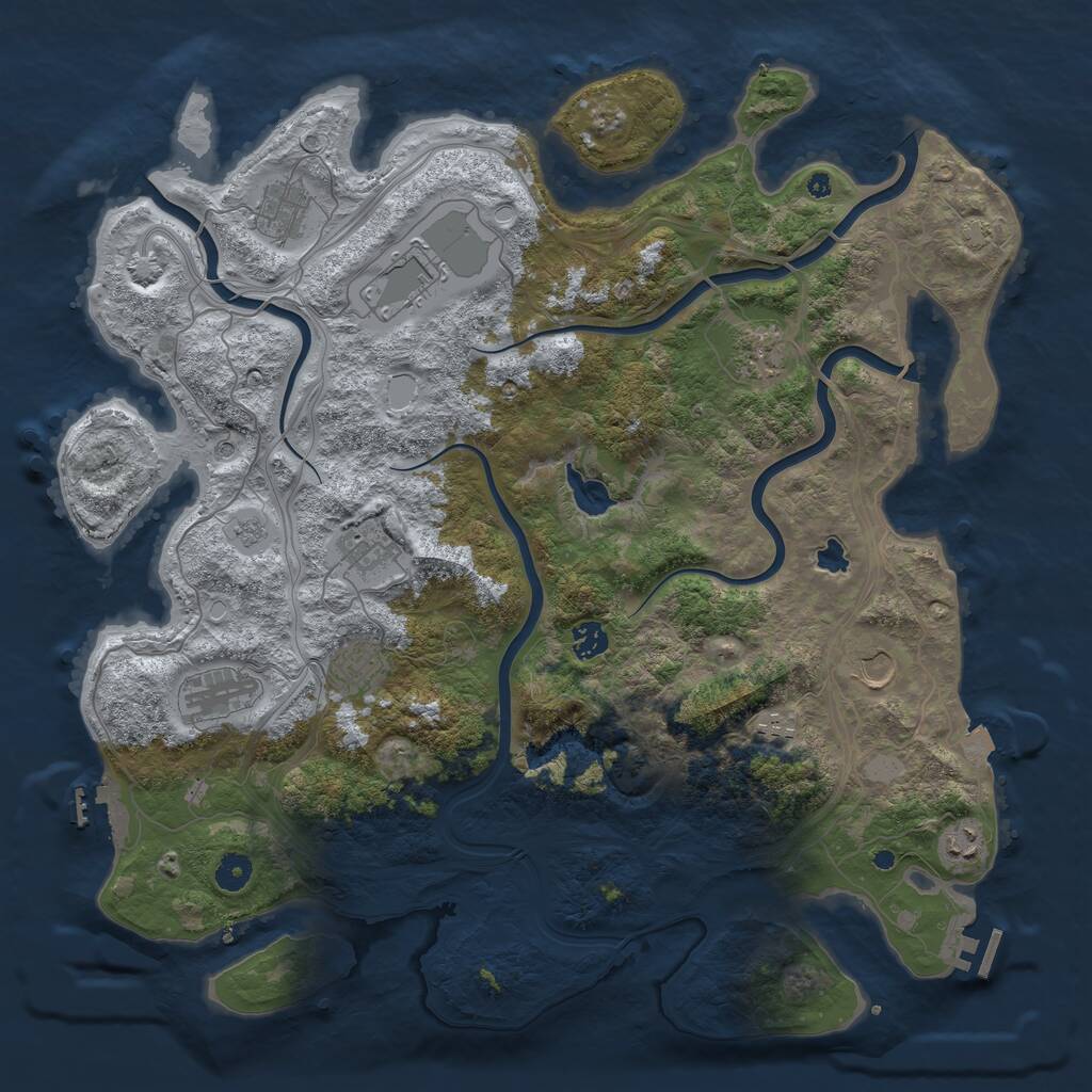 Rust Map: Procedural Map, Size: 4400, Seed: 21701679, 16 Monuments