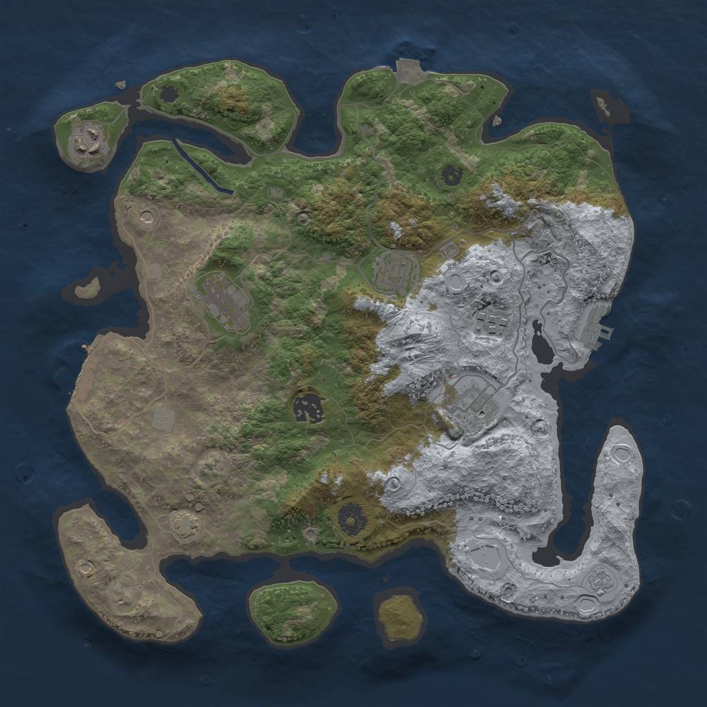 Rust Map: Procedural Map, Size: 3450, Seed: 62551179, 14 Monuments