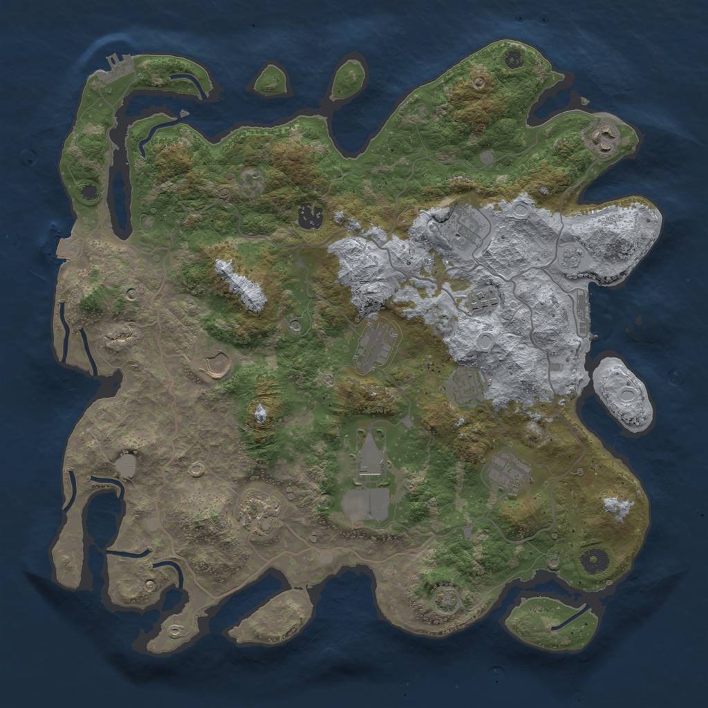 Rust Map: Procedural Map, Size: 4000, Seed: 1935868013, 18 Monuments