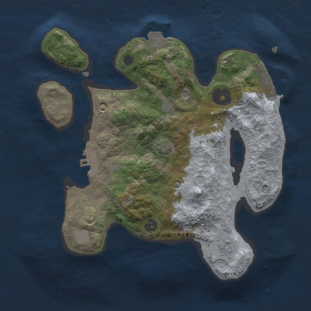 Rust Map: Procedural Map, Size: 2500, Seed: 6869689, 8 Monuments