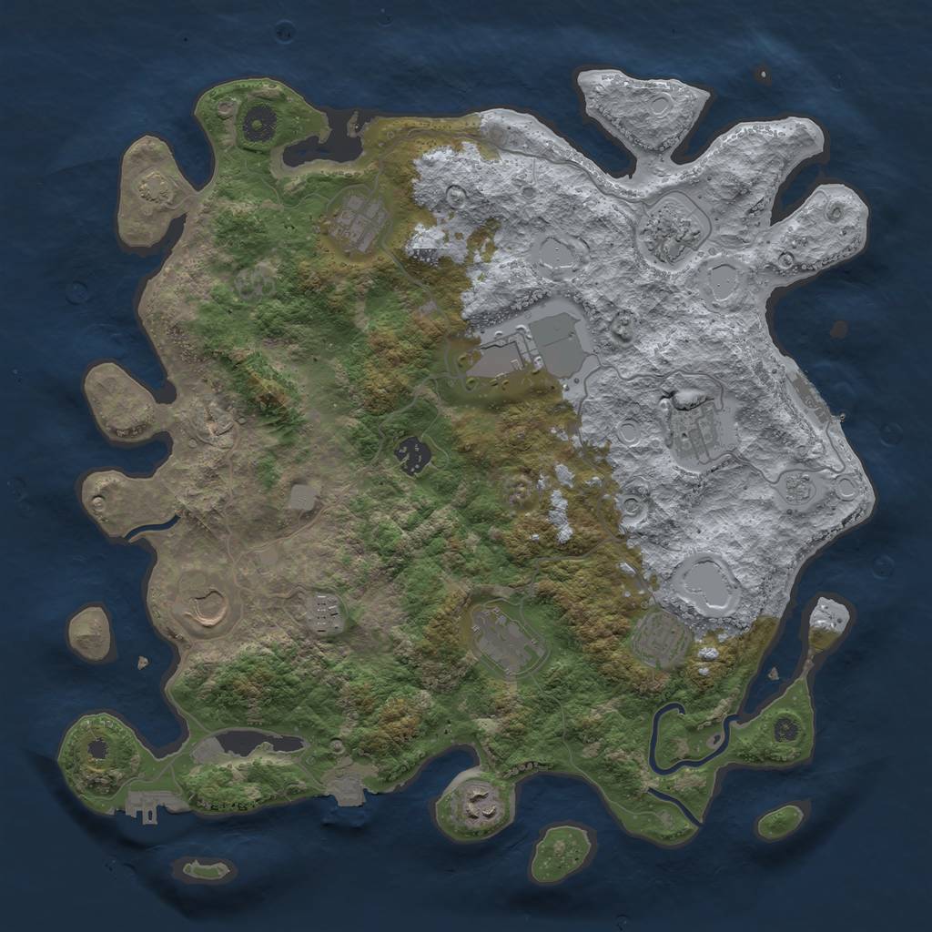 Rust Map: Procedural Map, Size: 3900, Seed: 2605379, 18 Monuments