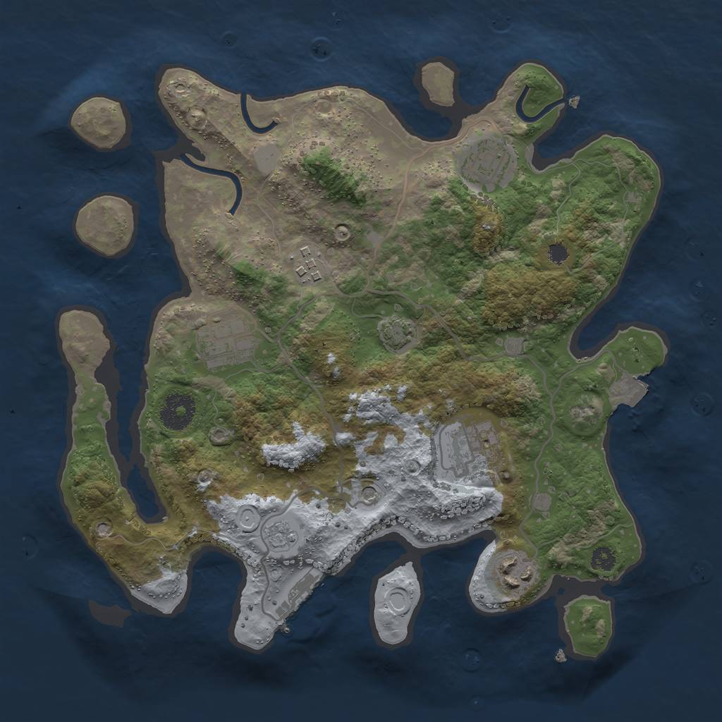 Rust Map: Procedural Map, Size: 3000, Seed: 418585196, 12 Monuments